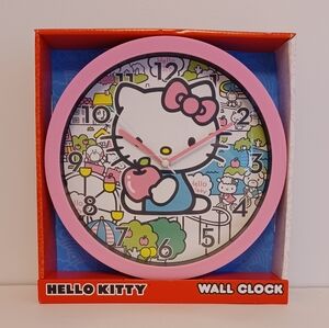Hello Kitty Wall Clock, Analog, Apple Trees, Pink